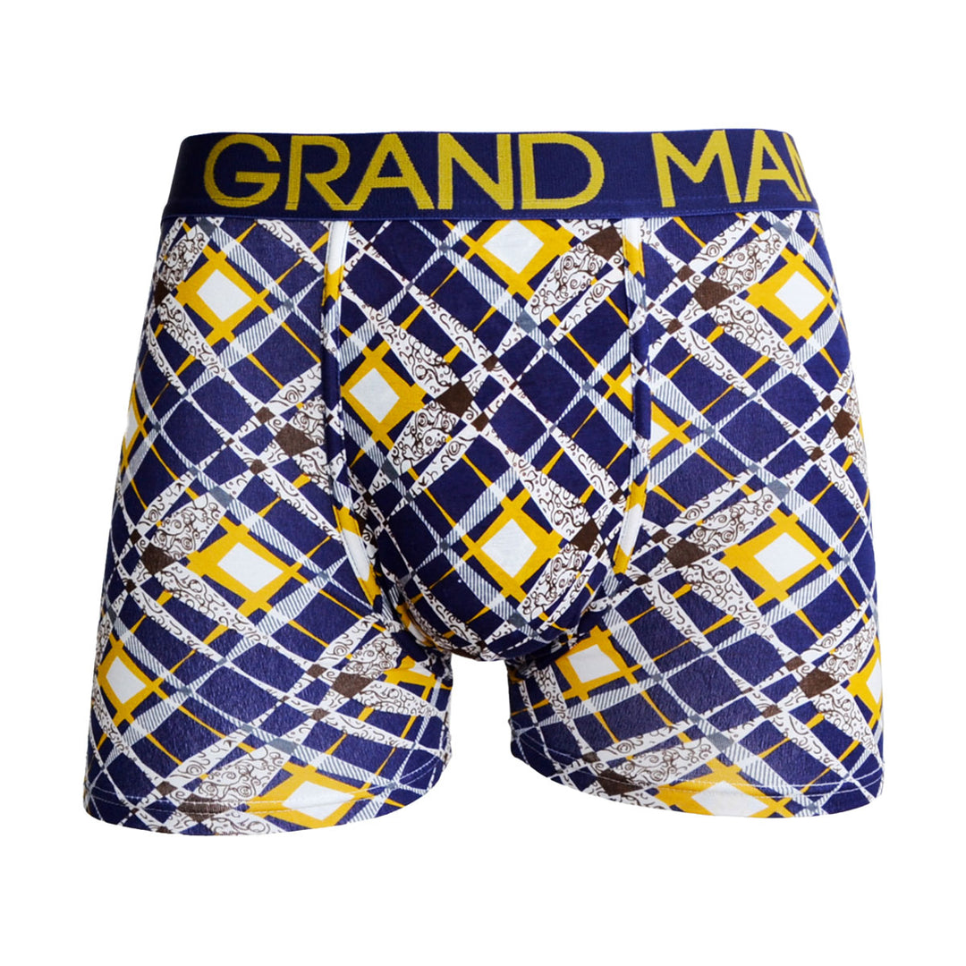 Grand Man moške bombažne boksarice karo Urban diamond rumena 001