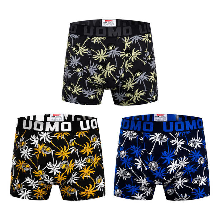 3-PACK moške boksarice Uomo Golden Palms