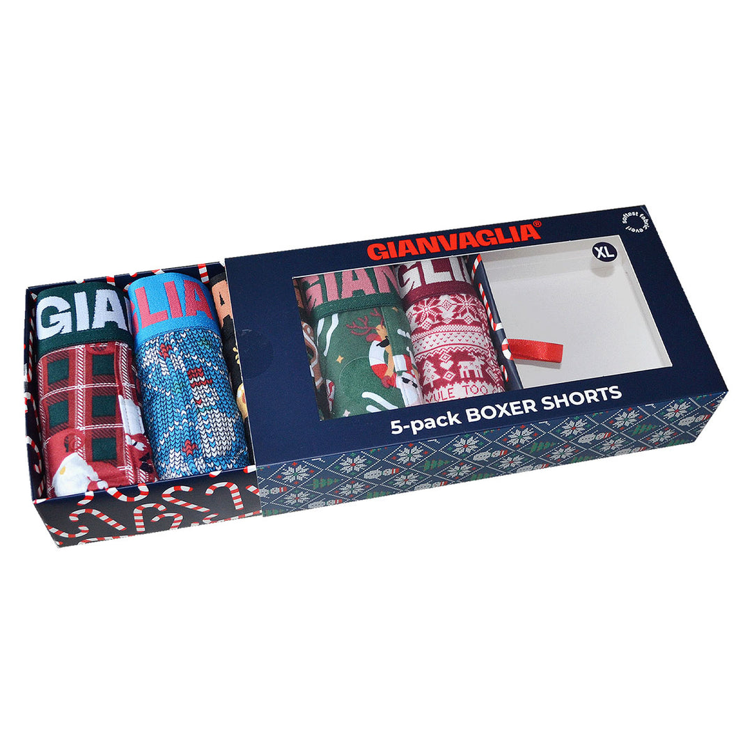 5-pack moške boksarice Gianvaglia Deluxe božicni komplet 002
