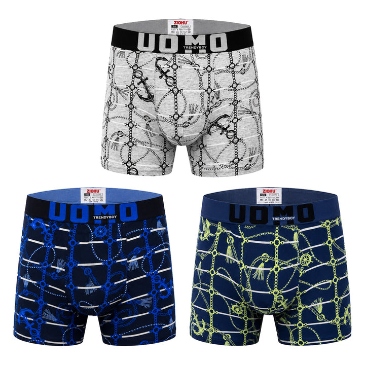 3-PACK moške boksarice Uomo Ocean Knot