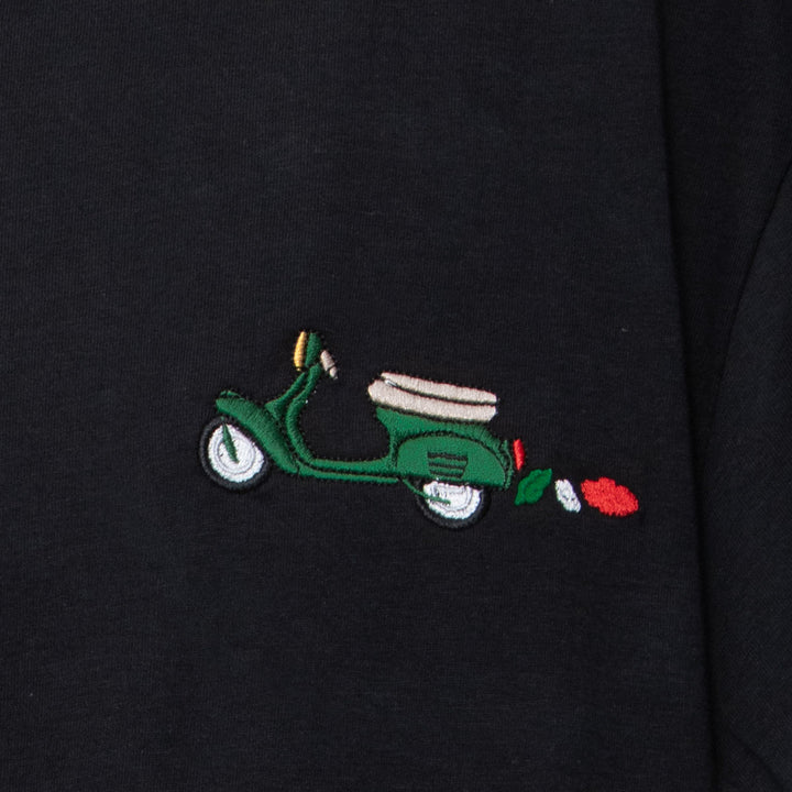 MOOD Moška črna kratka majica vsita italijanska vespa 002