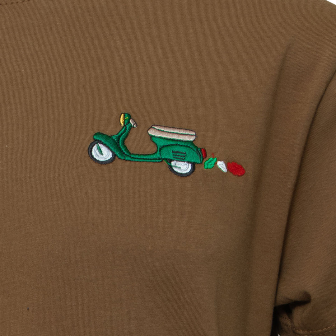 MOOD Moška rjava kratka majica všita italijanska vespa 001