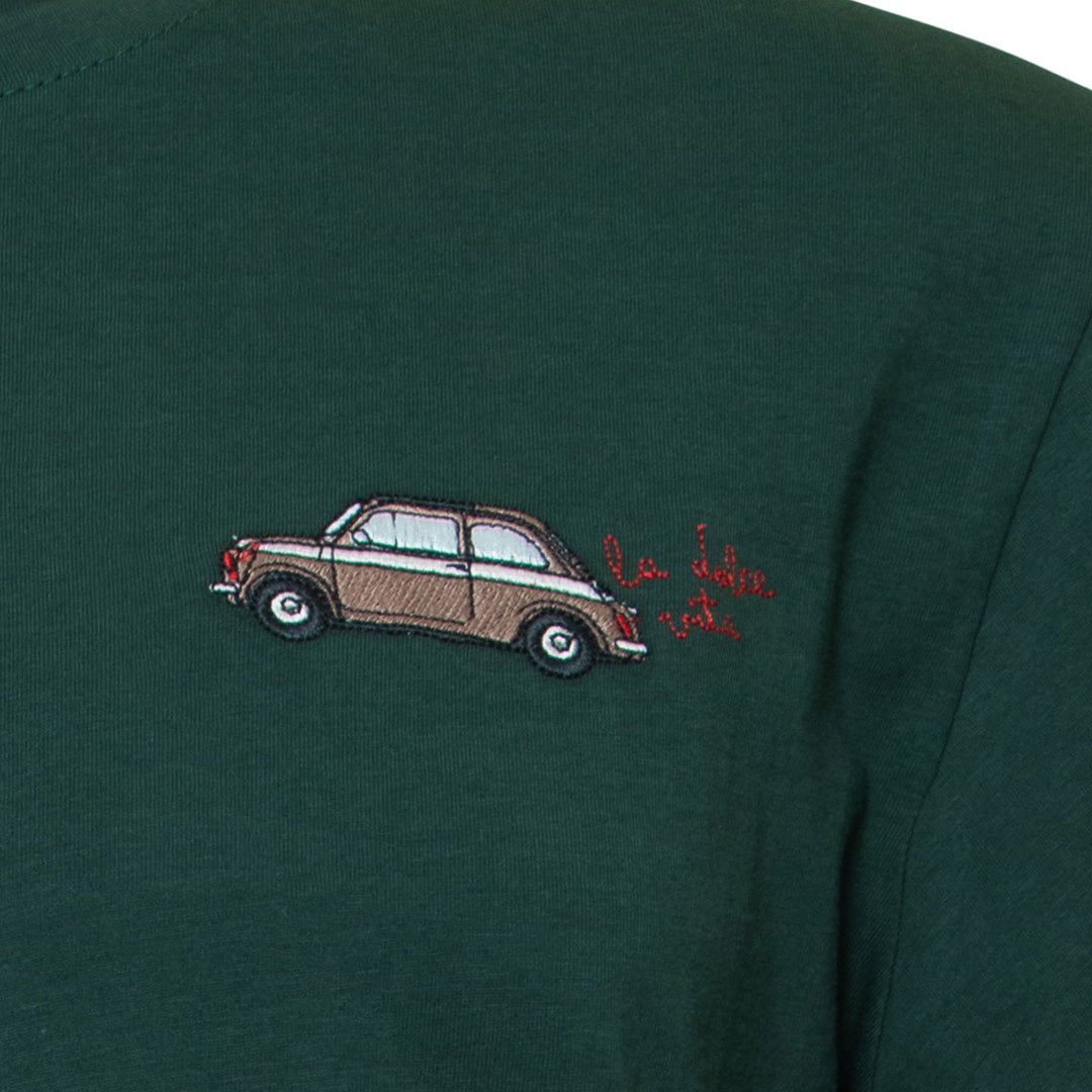 MOOD Moška zelena kratka majica všit Fiat 500 la dolce vita 002