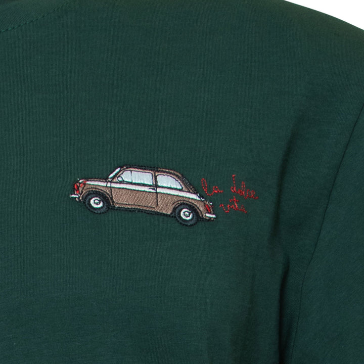 MOOD Moška zelena kratka majica všit Fiat 500 la dolce vita 002