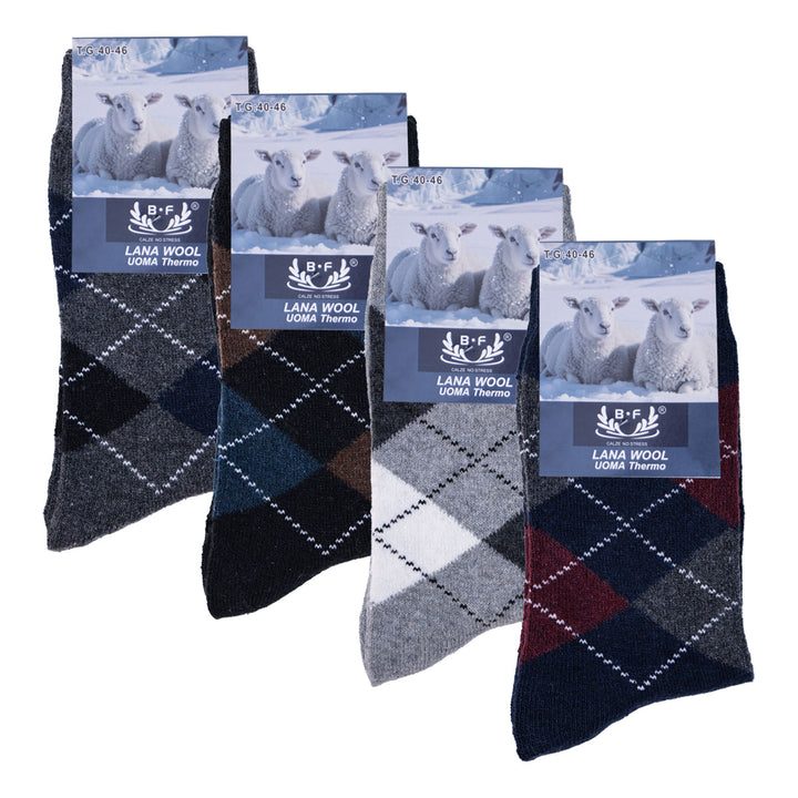 4 Pari B.FORTUNA Alpine Karo volnene moške nogavice