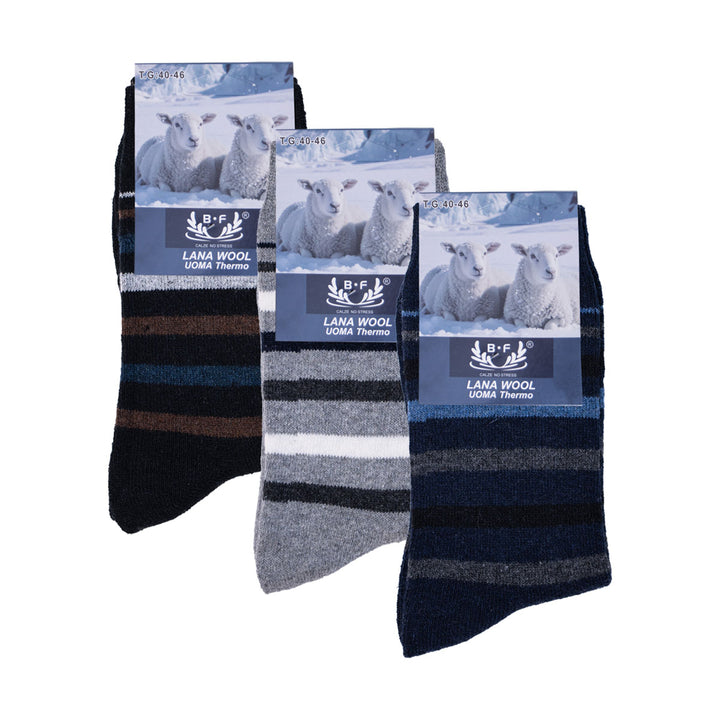 3 Pari B.FORTUNA Arctic Line volnene moške nogavice