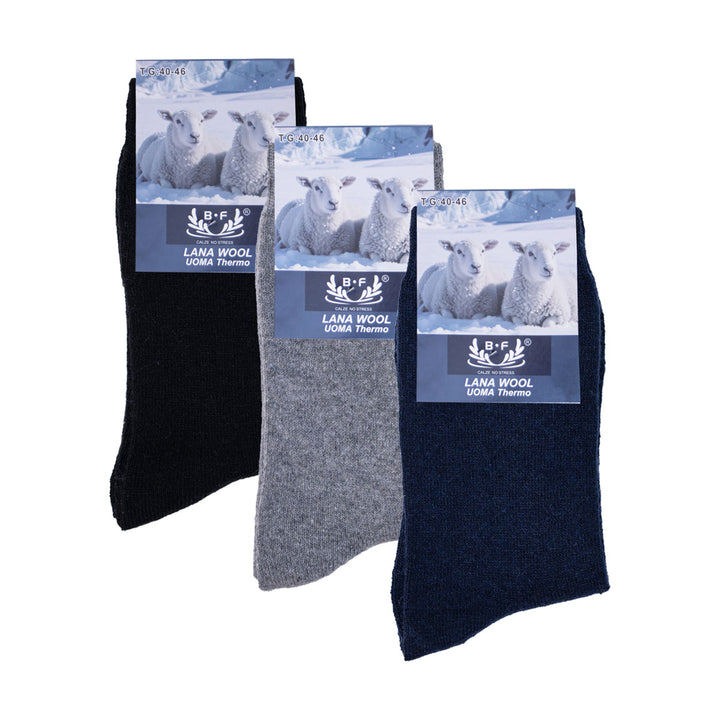 3 Pari B.FORTUNA volnene moške nogavice - Enobarvne