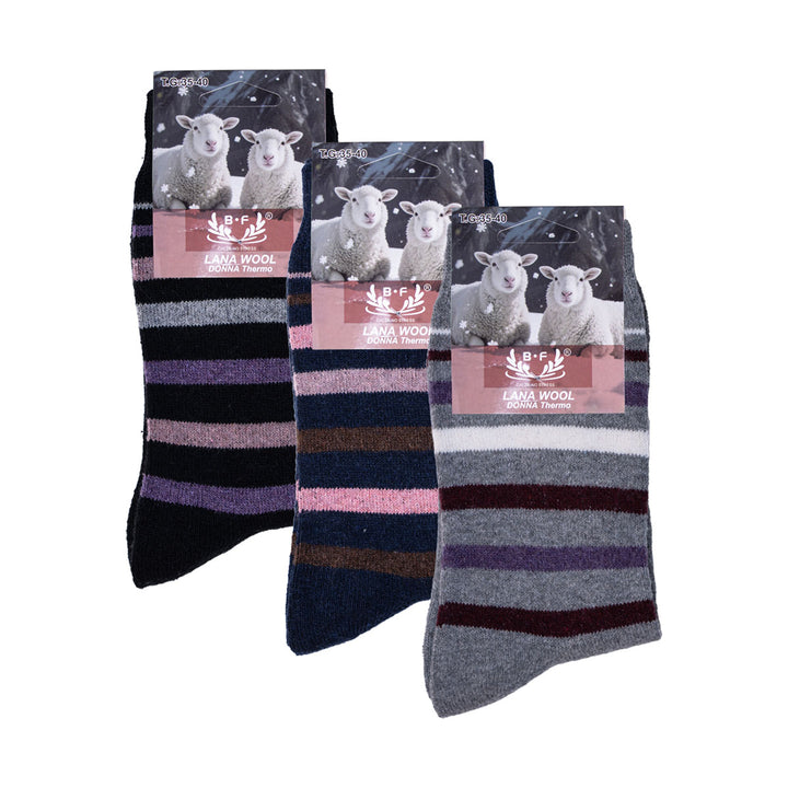 3 Pari B.FORTUNA Arctic Line volnene ženske nogavice