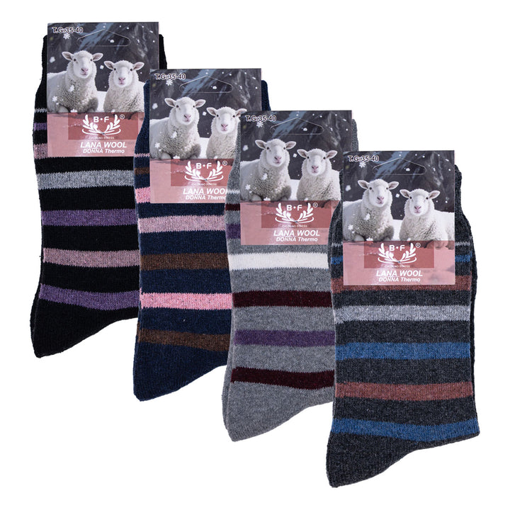 4 Pari B.FORTUNA Arctic Line volnene ženske nogavice