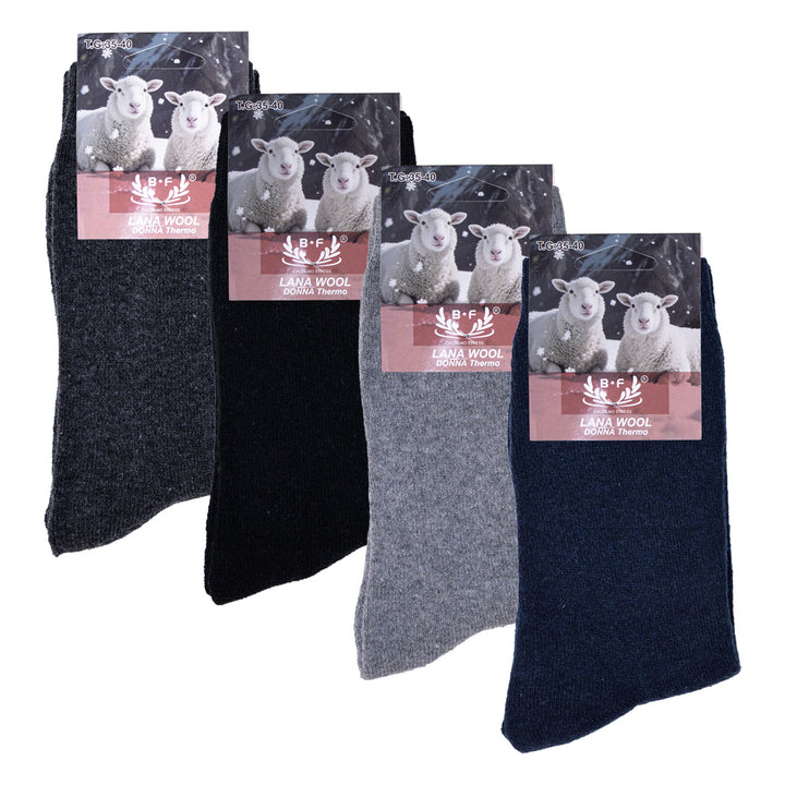 4 Pari B.FORTUNA volnene ženske nogavice - Enobarvne