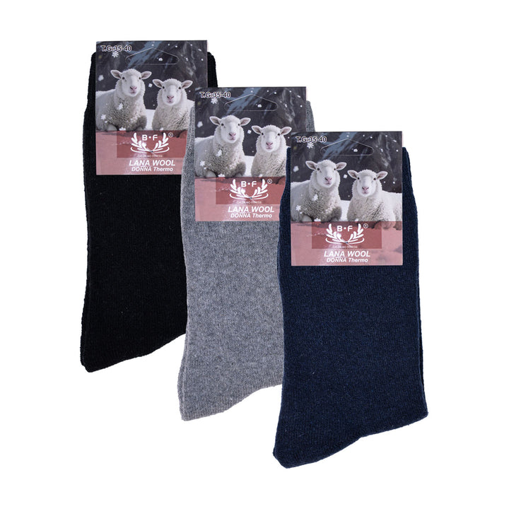 3 Pari B.FORTUNA volnene ženske nogavice - Enobarvne