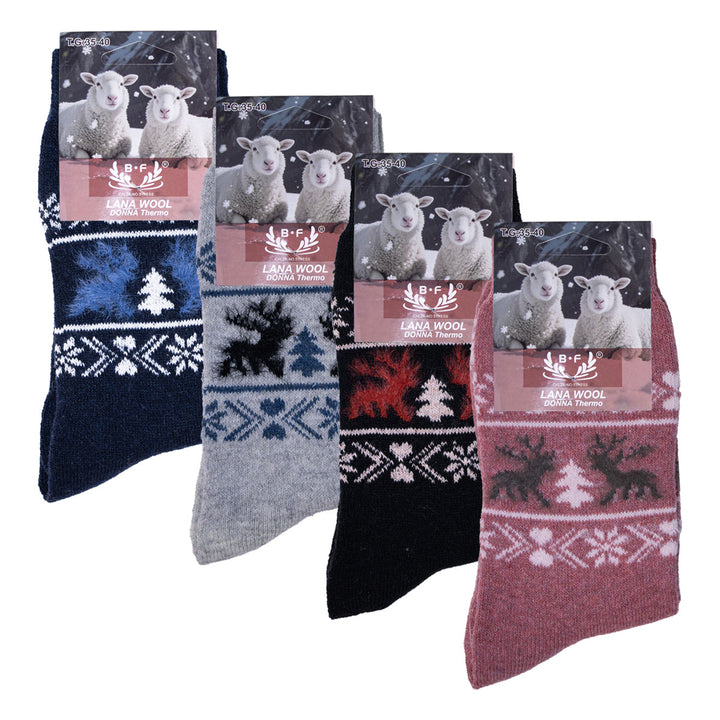 4 Pari B.FORTUNA Nordic Forest volnene ženske nogavice