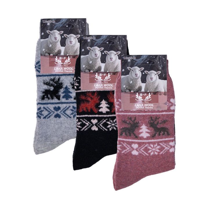 3 Pari B.FORTUNA Nordic Forest volnene ženske nogavice