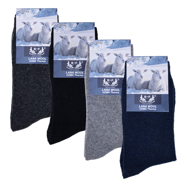 4 Pari B.FORTUNA volnene moške nogavice - Enobarvne