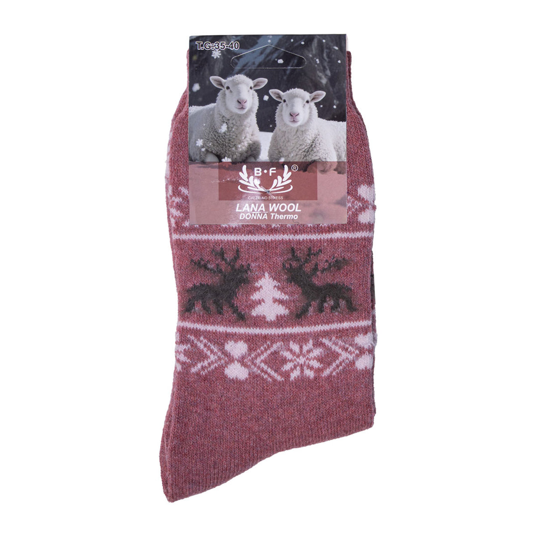 B.FORTUNA ženske volnene nogavice Nordic Forest - roza