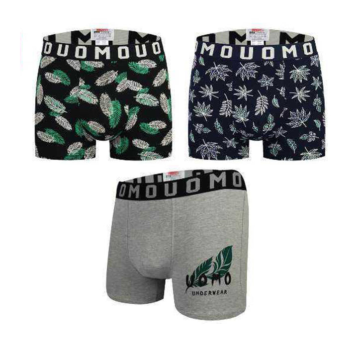 3-PACK moške boksarice Uomo Tropical Leaf