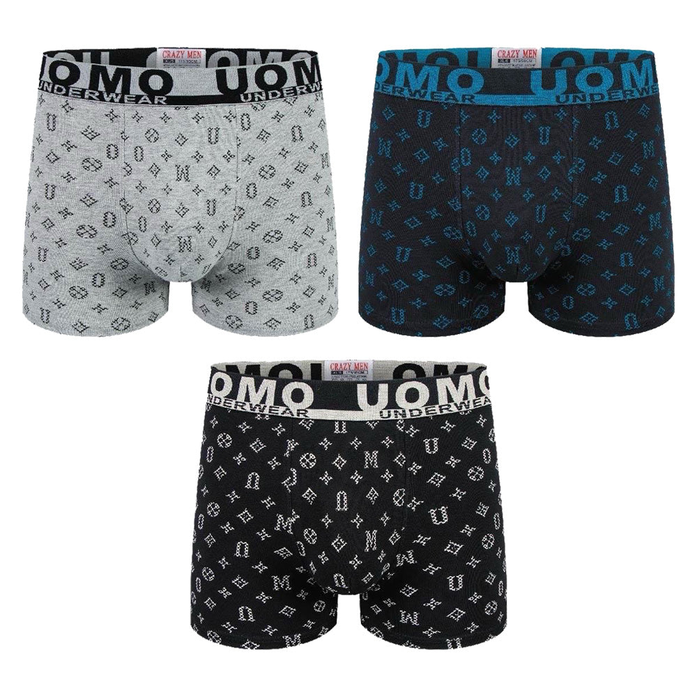 Uomo moške boksarice bombaž 3 pack luxury touch 001