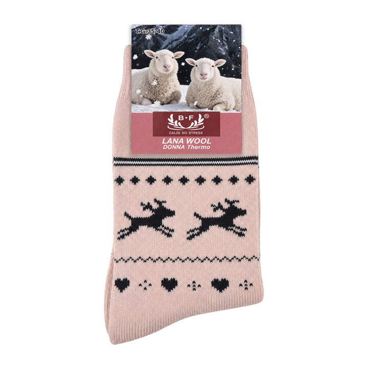 3 Pari B.FORTUNA Nordic Reindeer volnene ženske nogavice