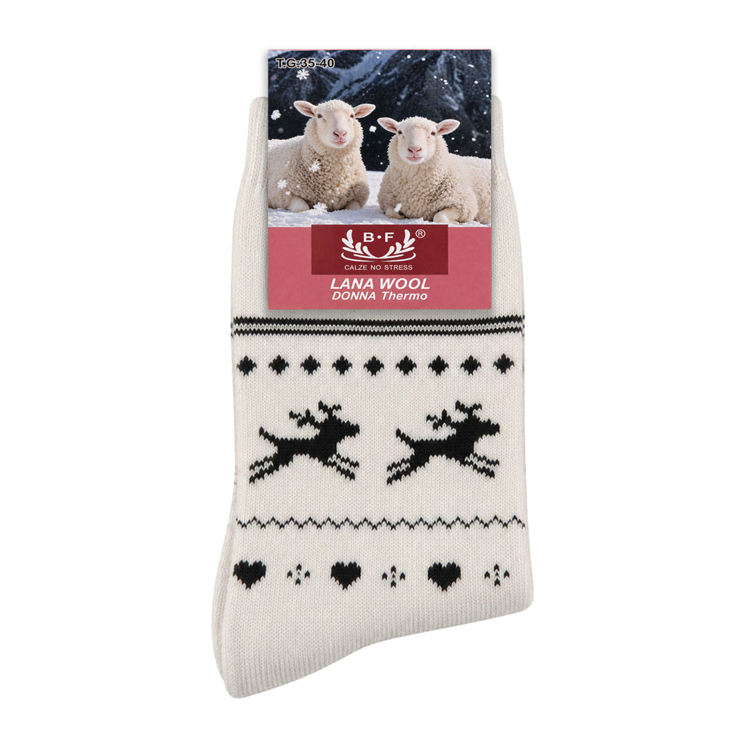 3 Pari B.FORTUNA Nordic Reindeer volnene ženske nogavice
