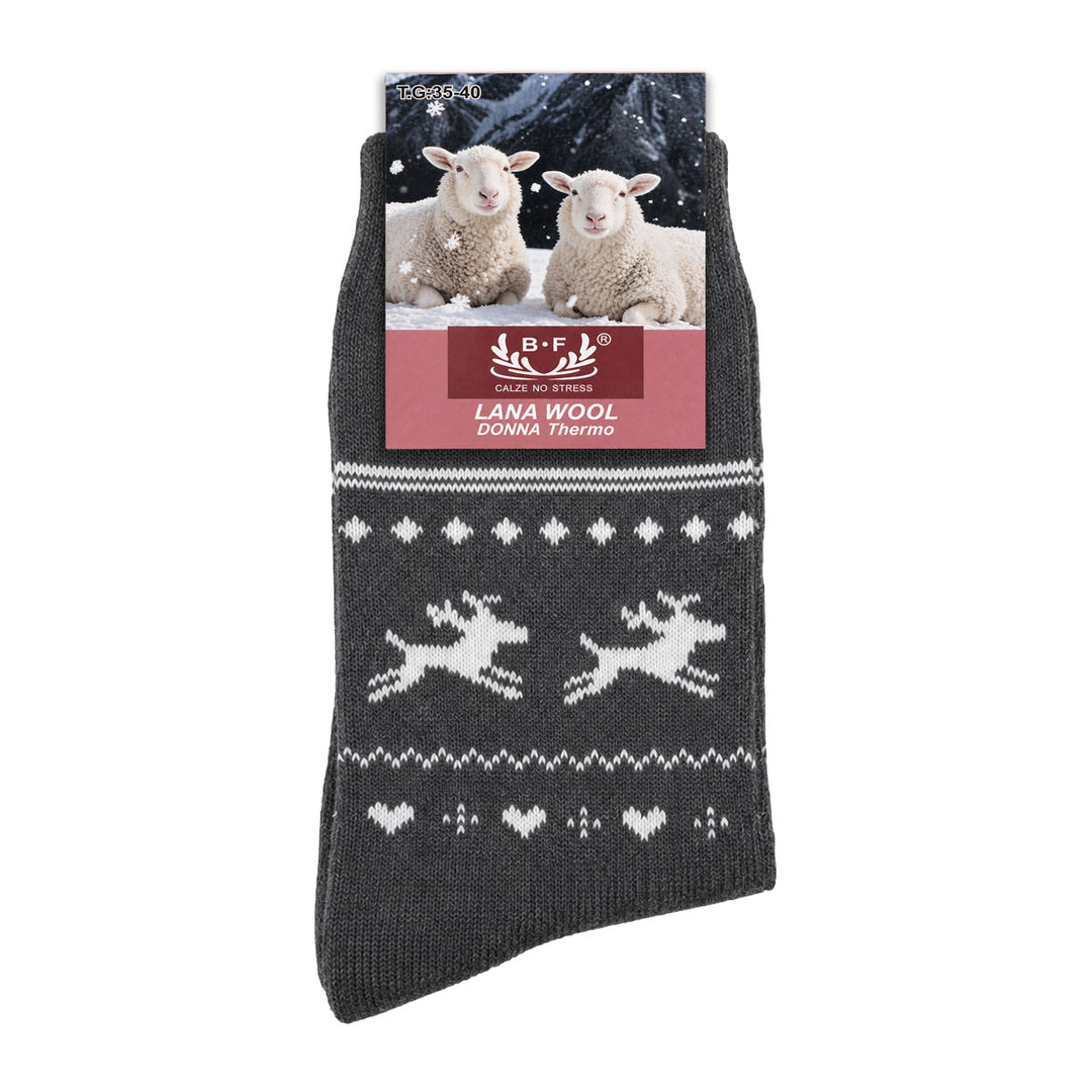 3 Pari B.FORTUNA Nordic Reindeer volnene ženske nogavice
