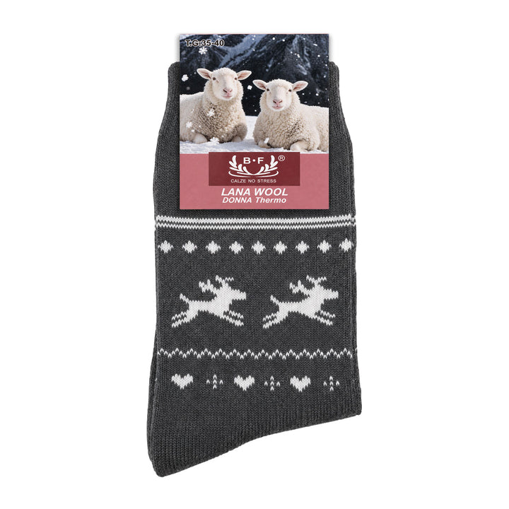 3 Pari B.FORTUNA Nordic Reindeer volnene ženske nogavice