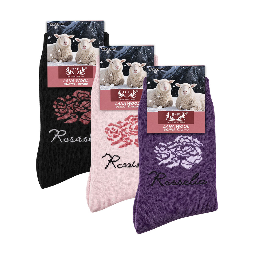 3 Pari B.FORTUNA Nordic Rose volnene ženske nogavice