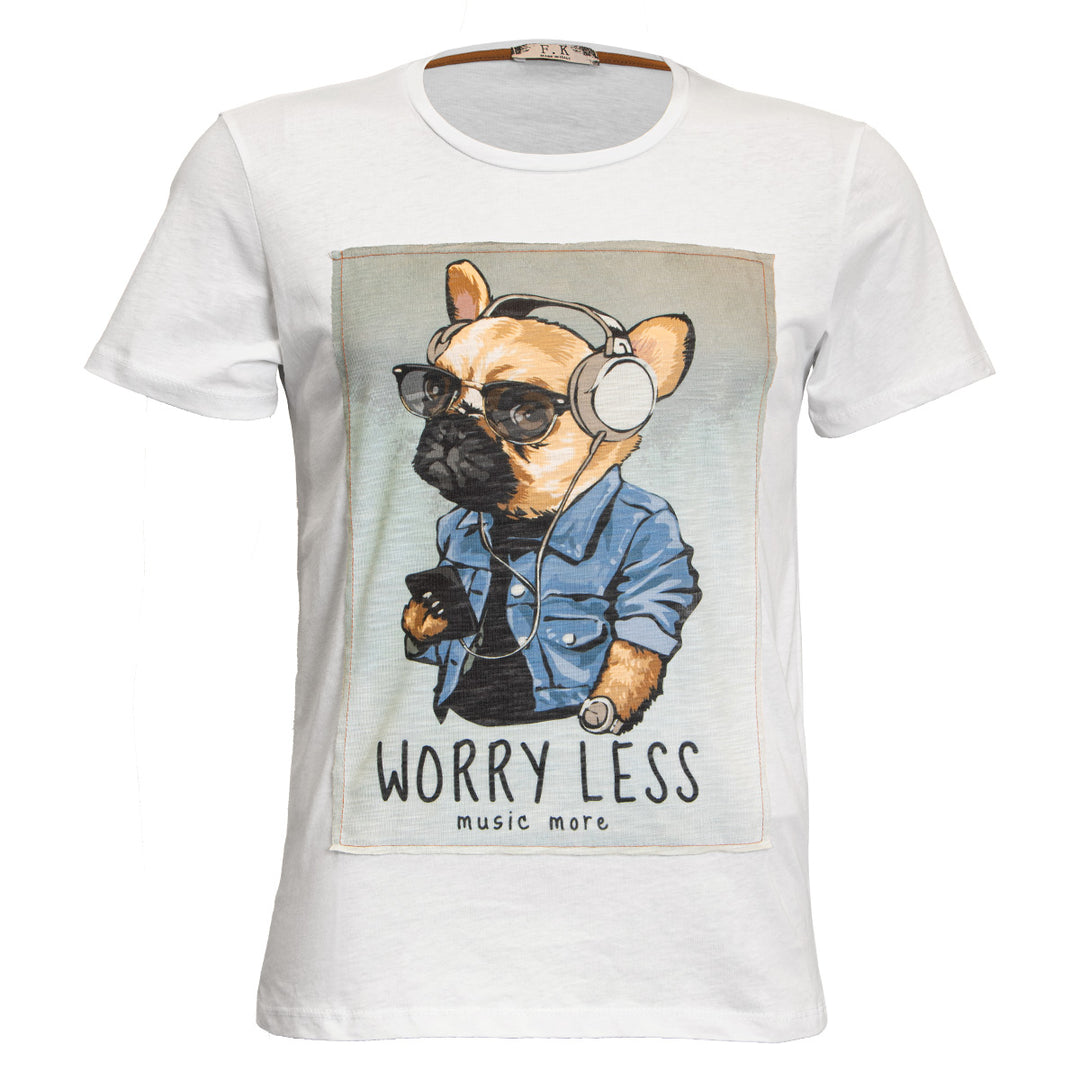 F.K. Moška kratka majica Worry Less bela