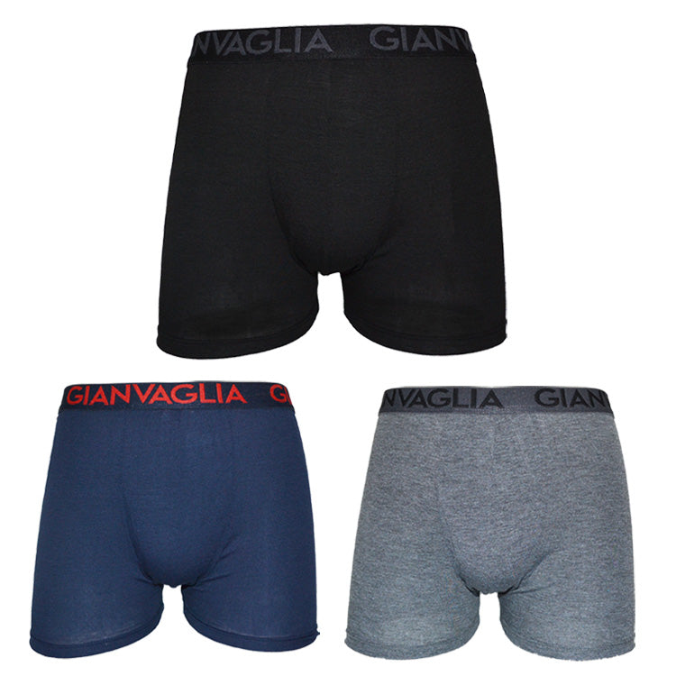 3-PACK moške enobarvne boksarice Gianvaglia